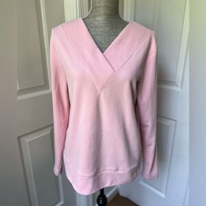 Dudley Stephens Sweater Pink Valley Terry V-Neck Fleece Pullover Size M